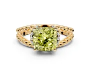 Halo Engagement Ring Setting for Fancy Yellow Cushion Cut Center with Rope Twist Split Shank and Prong Head in Yellow Gold