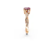 Solitaire Engagement Ring Setting for Fancy Pink Cushion Cut Center with Twisted Pave Band and Prong Head in Rose Gold