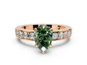 Solitaire Engagement Ring Setting for Fancy Green Pear-Shaped Center with Channel-Set Accents and Prong Head in Rose Gold