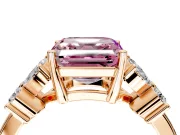 Floral Engagement Ring Setting for Fancy Pink Princess Cut Center with Marquise Cluster Shoulders and Prong Head in Rose Gold