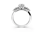 Cluster Engagement Ring Setting for Oval Center with 2-Row Shoulder Clusters and Prong Head in Platinum