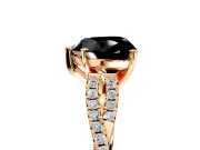 Solitaire Engagement Ring Setting for Fancy Black Heart-Shaped Center with Twisted Pave Split Shank and Prong Head in Rose Gold