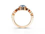 Vintage Station Engagement Ring Setting for Fancy Blue Oval Center with Accents and Prong Head in Rose Gold