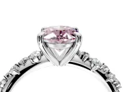 Solitaire Engagement Ring Setting for Fancy Pink Oval Center with Trailing Leaf Accent Band and Prong Head in Platinum