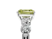 5 Stone Engagement Ring Setting for Fancy Yellow Emerald Cut Center with Graduated Accents and Prong Head in Sterling Silver