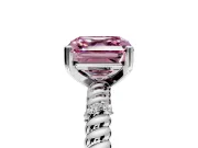 Rope Engagement Ring Setting for Fancy Pink Asscher Cut Center with Accent Shoulders and Prong Head in Platinum