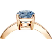 Solitaire Engagement Ring Setting for Fancy Blue Cushion Cut Center with Plain Band and Flat Tab Prong Head in Rose Gold