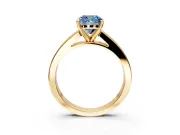 Solitaire Engagement Ring Setting for Fancy Blue Cushion Cut Center with Princess Cut Channel Band and Prong Head in Yellow Gold
