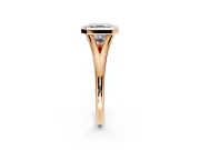 Solitaire Engagement Ring Setting for Asscher Cut Center with V Split Shank and Bezel Head in Rose Gold