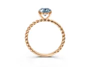 Solitaire Engagement Ring Setting for Fancy Blue Oval Center with Plain Twisted Rope Band and Prong Head in Rose Gold