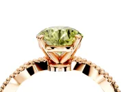 Solitaire Engagement Ring Setting for Fancy Yellow Round Cut Center with Twist Band and Bead Prong Head in Rose Gold