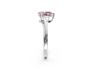 Solitaire Engagement Ring Setting for Fancy Pink Pear-Shaped Center with Plain Bypass Twist Band and Prong Head in White Gold