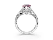Solitaire Engagement Ring Setting for Fancy Pink Heart-Shaped Center with Filigree Accent Basket and Prong Head in Platinum