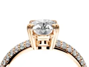 Solitaire Engagement Ring Setting for Oval Center with Multi-Row Pave Accents and Basket Head in Rose Gold