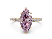 Solitaire Engagement Ring Setting for Fancy Pink Marquise Center with Pave Accents and Prong Head in Rose Gold