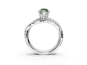 Solitaire Engagement Ring Setting for Fancy Green Marquise Center with Woven 3-Strand Pave Band and Prong Head in White Gold