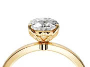 Solitaire Engagement Ring Setting for Oval Center with Thin Rounded Plain Band and Prong Head in Yellow Gold