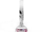 Side Accent Engagement Ring Setting for Fancy Pink Emerald Cut Center with Accent Shoulders and Prong Head in White Gold