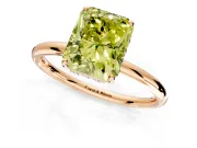 Solitaire Engagement Ring Setting for Fancy Yellow Radiant Cut Center with Plain Band, Open Basket and Prong Head in Rose Gold