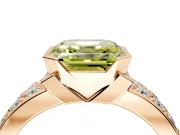 Bezel Engagement Ring Setting for Fancy Yellow Asscher Cut Center with Wide Channel-Set Band and Bezel Head in Rose Gold