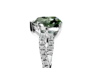 Solitaire Engagement Ring Setting for Fancy Green Heart-Shaped Center with Twisted Pave Split Shank and Prong Head in Platinum