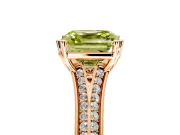 Solitaire Engagement Ring Setting for Fancy Yellow Asscher Cut Center with Pave Rail Split Shank and Prong Head in Rose Gold