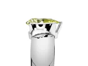 Tension Engagement Ring Setting for Fancy Yellow Pear-Shaped Center with Wide Flat Band and Tension Head in Platinum