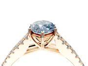 Solitaire Engagement Ring Setting for Fancy Blue Marquise Center with Pave Split Shank and Prong Head in Rose Gold