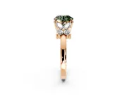 Floral Engagement Ring Setting for Fancy Green Round Cut Center with Marquise Cluster Shoulders and Prong Head in Rose Gold