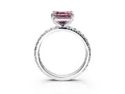 Solitaire Engagement Ring Setting for Fancy Pink Asscher Cut Center with Shared-Prong Accents and Prong Head in Sterling Silver