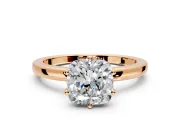 Solitaire Engagement Ring Setting for Cushion Cut Center with Plain Band and Tulip Prong Head in Rose Gold