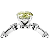 Solitaire Engagement Ring Setting for Fancy Yellow Oval Center with Bezel Station Band and Prong Head in Platinum