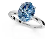Hidden Halo Engagement Ring Setting for Fancy Blue Oval Center with Plain Band and Tall Prong Head in Sterling Silver