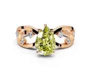Solitaire Engagement Ring Setting for Fancy Yellow Pear-Shaped Center with Criss-Cross Accent Band and Prong Head in Rose Gold
