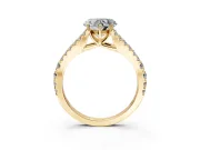 Solitaire Engagement Ring Setting for Heart-Shaped Center with Pave Split Shank and Prong Head in Yellow Gold