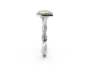 Halo Engagement Ring Setting for Fancy Yellow Princess Cut Center with Twist Band and Prong Head in White Gold