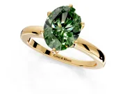 Solitaire Engagement Ring Setting for Fancy Green Oval Center with Plain Band and Tulip Prong Head in Yellow Gold