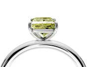 Low-Set Solitaire Engagement Ring Setting for Fancy Yellow Princess Cut Center with Thin Plain Band and Prong Head in Platinum