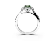 Floral Engagement Ring Setting for Fancy Green Asscher Cut Center with Pave Band and Floral Prong Head in Sterling Silver