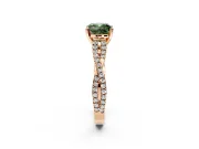 Solitaire Engagement Ring Setting for Fancy Green Cushion Cut Center with Twisted Pave Split Shank and Prong Head in Rose Gold