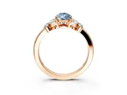 Solitaire Engagement Ring Setting for Fancy Blue Pear-Shaped Center with Marquise Flower Shoulders and Prong Head in Rose Gold