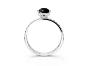 Solitaire Engagement Ring Setting for Fancy Black Pear-Shaped Center with Fine Pave Accents and Prong Head in Sterling Silver