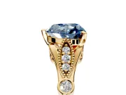 Solitaire Engagement Ring Setting for Fancy Blue Heart-Shaped Center with Marquise and Bezel Accents and Prong Head in Yellow Gold