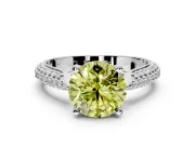 Solitaire Engagement Ring Setting for Fancy Yellow Round Cut Center with Multi-Row Accents and Prong Head in Platinum
