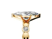 Solitaire Engagement Ring Setting for Marquise Center with Beaded Bezel Station Band and Prong Head in Yellow Gold