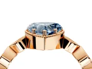 Vintage Station Engagement Ring Setting for Fancy Blue Heart-Shaped Center with Accents and Prong Head in Rose Gold