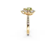 Floral Halo Engagement Ring Setting for Fancy Yellow Heart-Shaped Center with Pave Accents and Prong Head in Yellow Gold