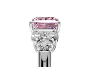 Cluster Engagement Ring Setting for Fancy Pink Princess Cut Center with Round Cut Accent Frame and Prong Head in Platinum