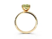 Solitaire Engagement Ring Setting for Fancy Yellow Princess Cut Center with Micro Pave Band and Prong Head in Yellow Gold