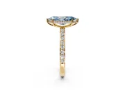Hidden Halo Engagement Ring Setting for Fancy Blue Marquise Center with Pave Band and Prong Head in Yellow Gold